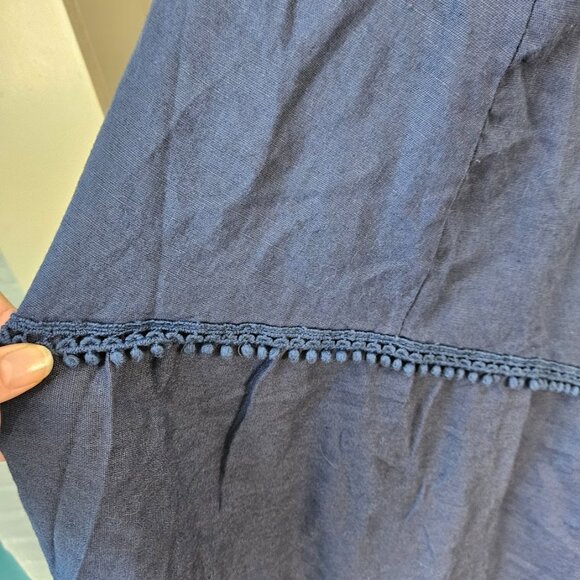 Cristina Vergani Silk Linen Blue Dress Maxi Sleeveless Boho New Tags Medium Long - Picture 6 of 11